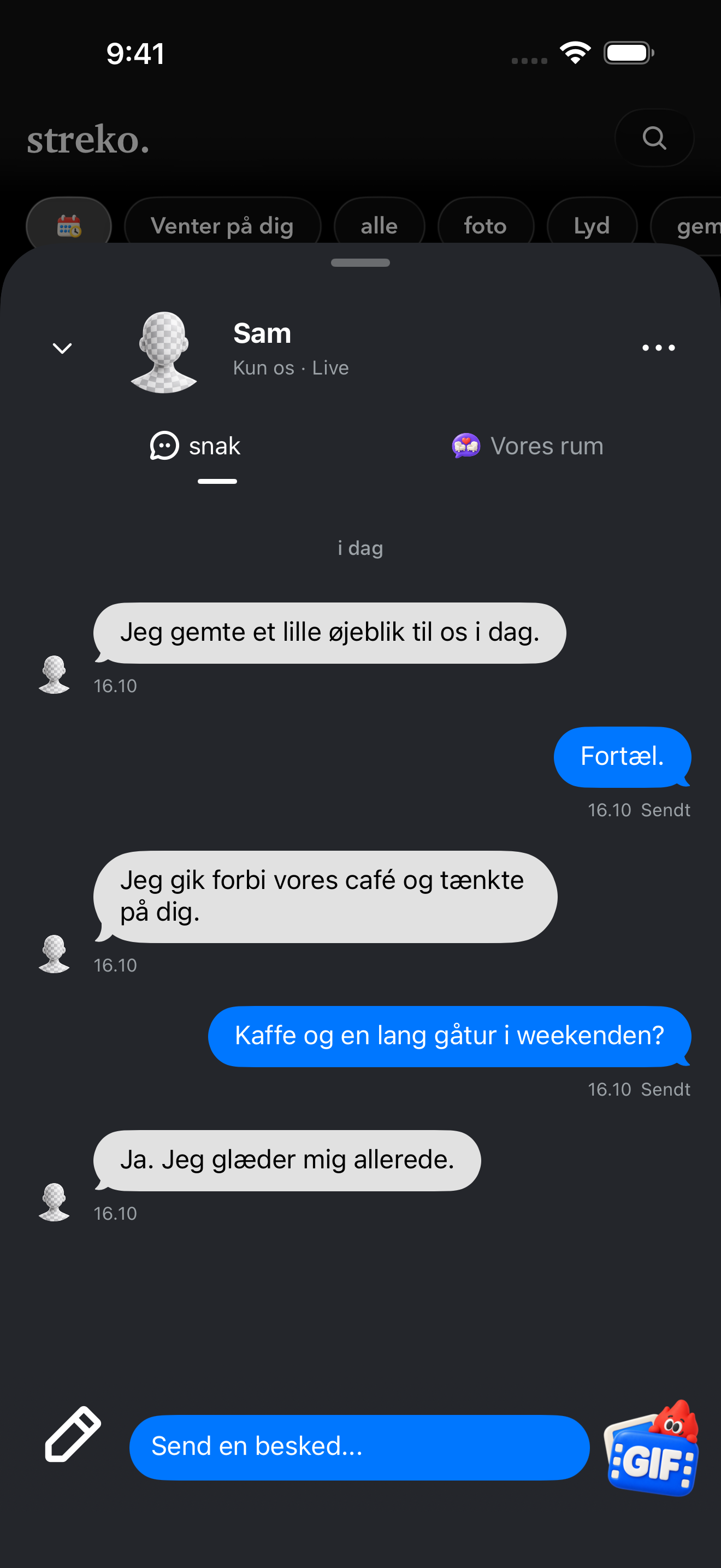En samtale kun for jer.