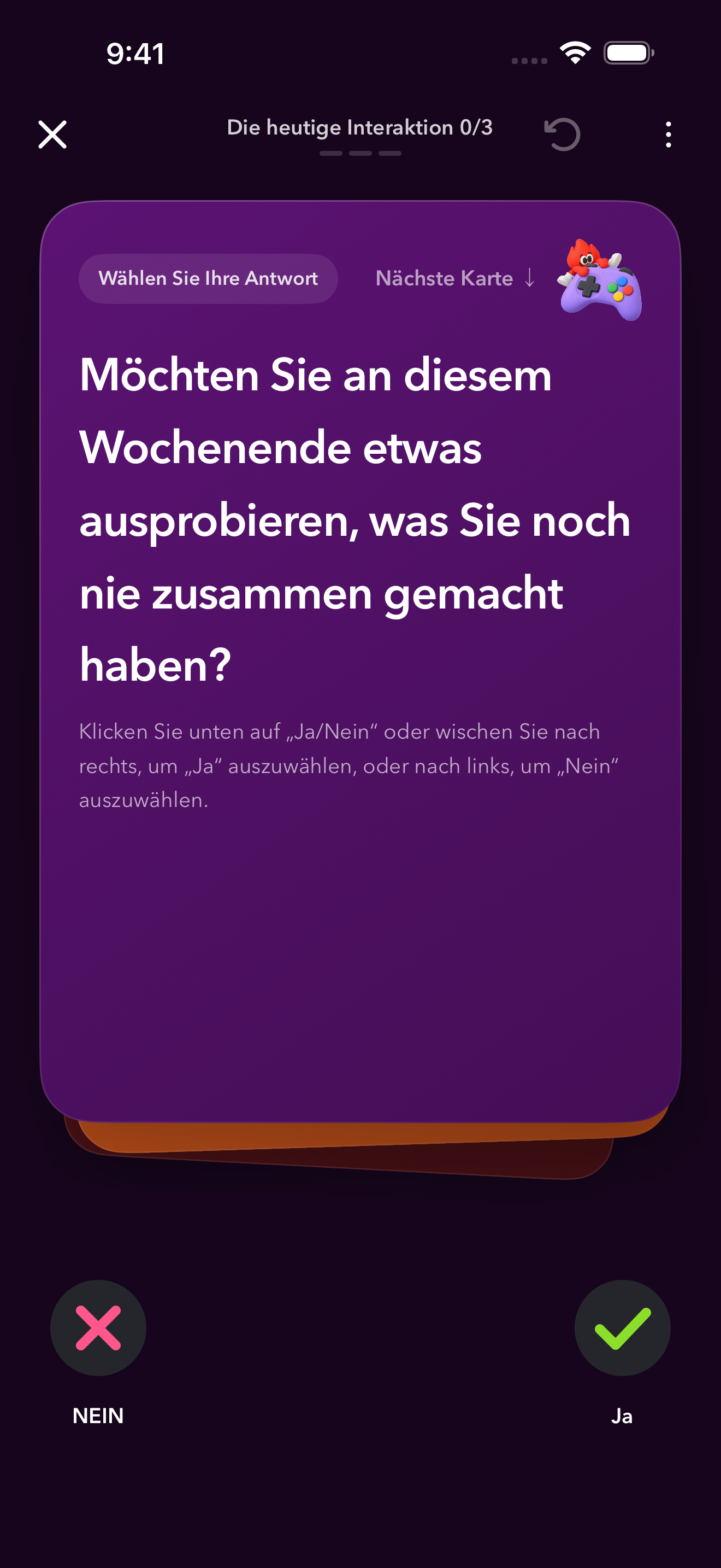 Drei Karten. Etwas zum Teilen.