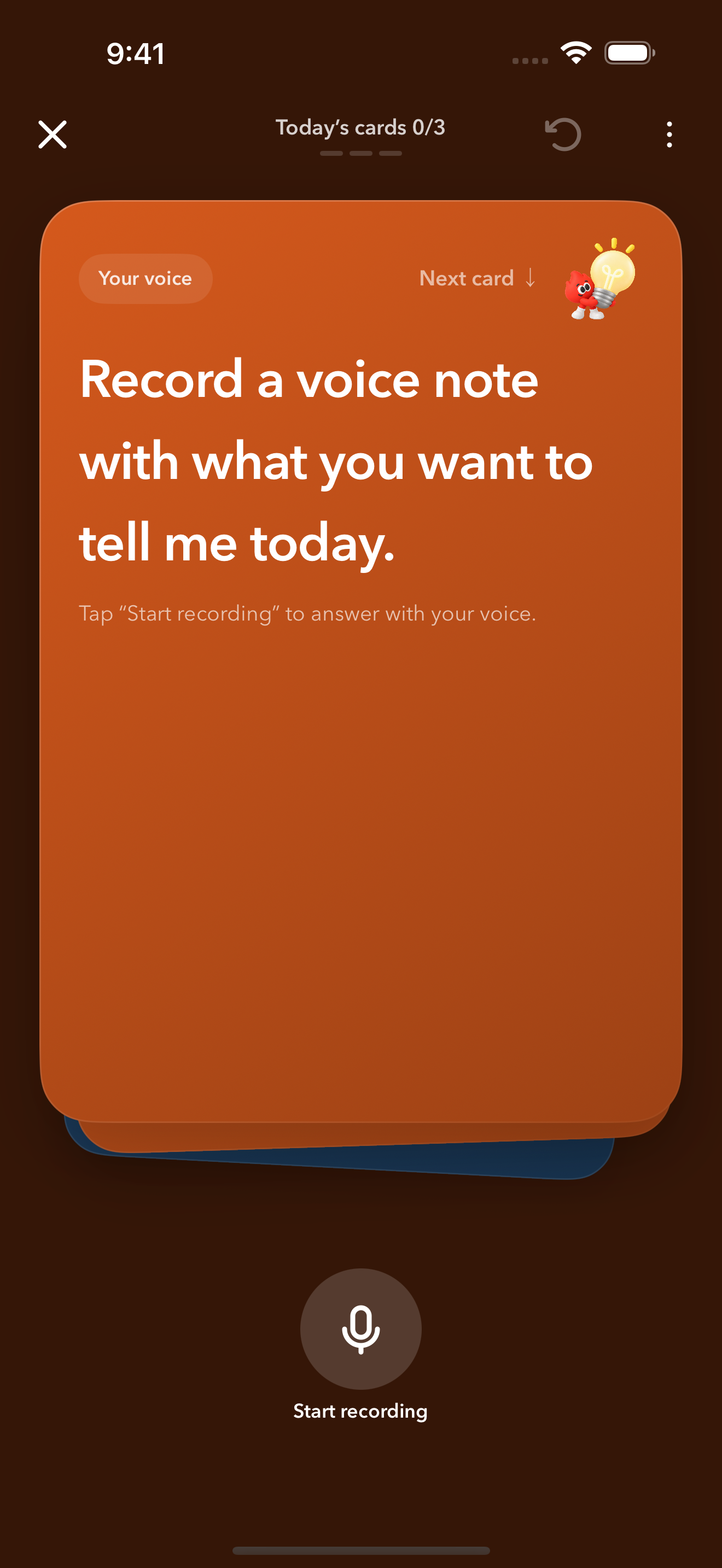 Three cards. Something to share.