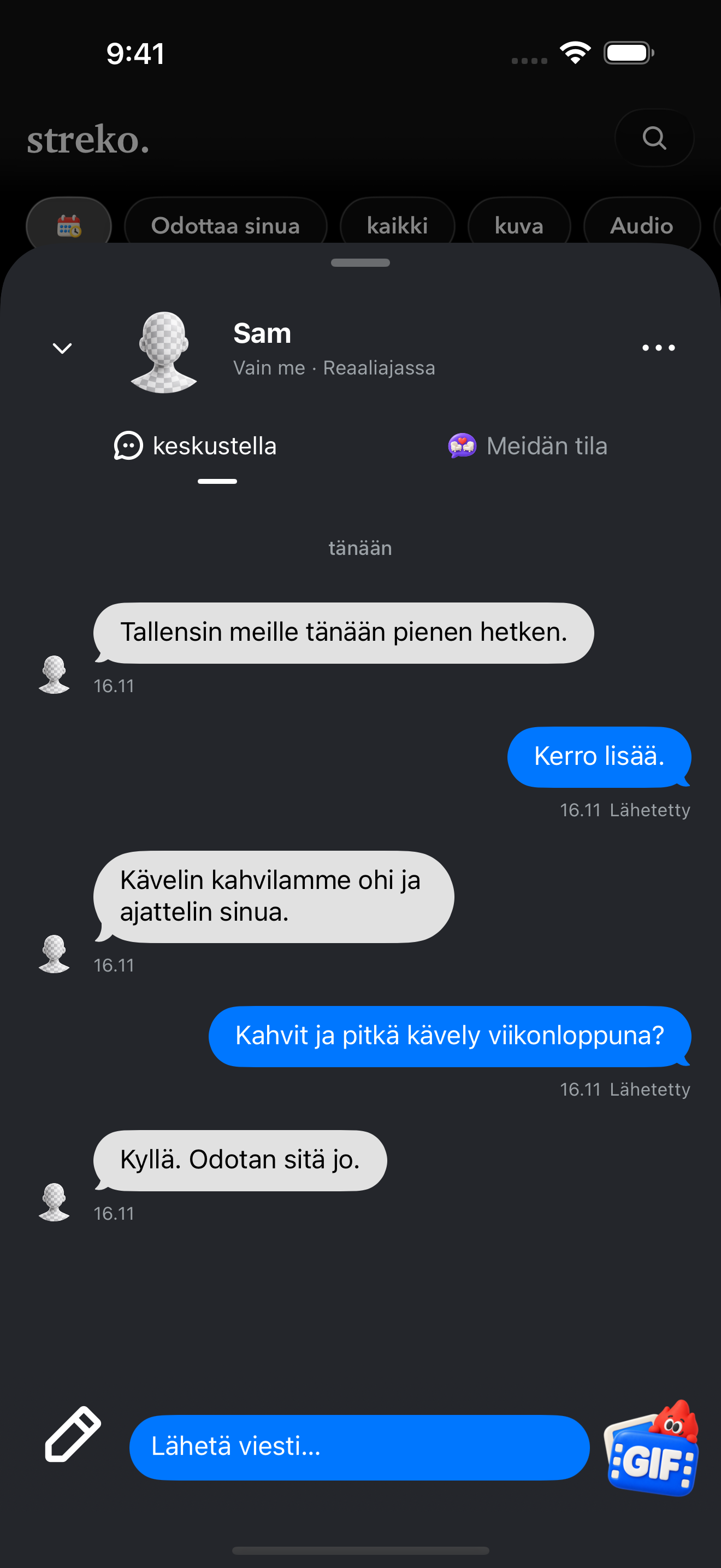 Keskustelu vain teille kahdelle.