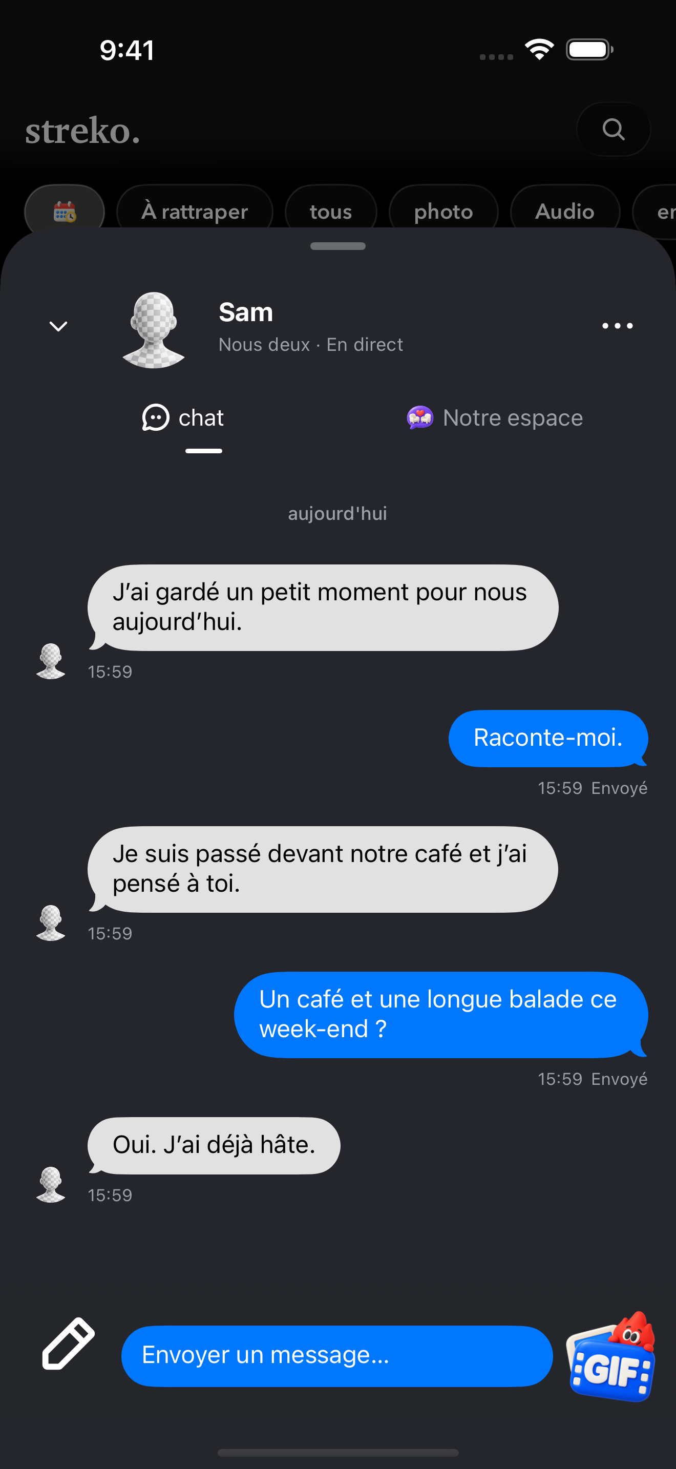 Votre conversation à deux.