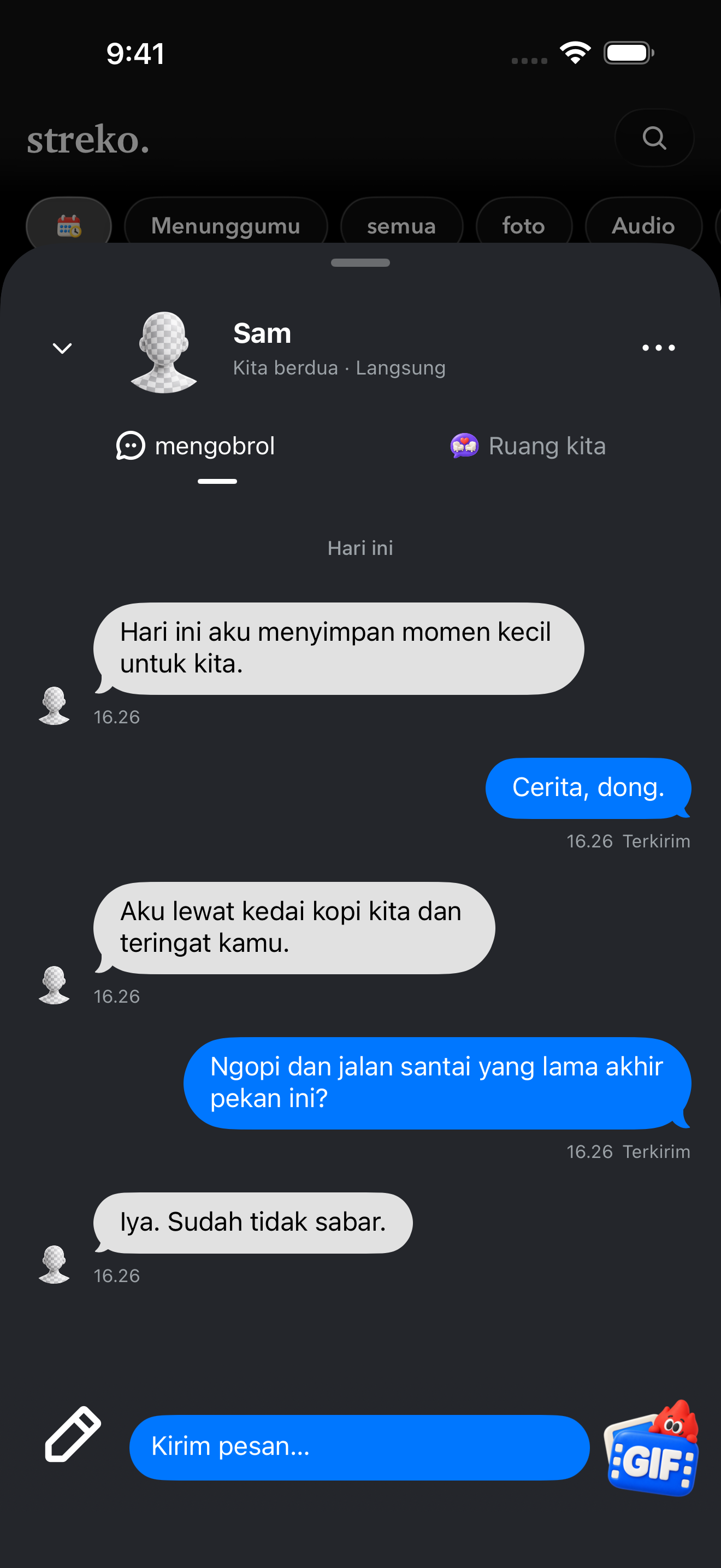 Percakapan milik kalian berdua.