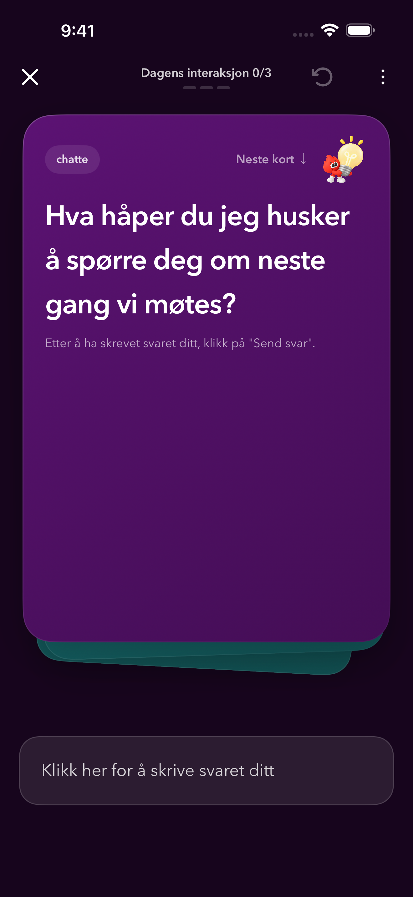 Tre kort. Noe å dele.