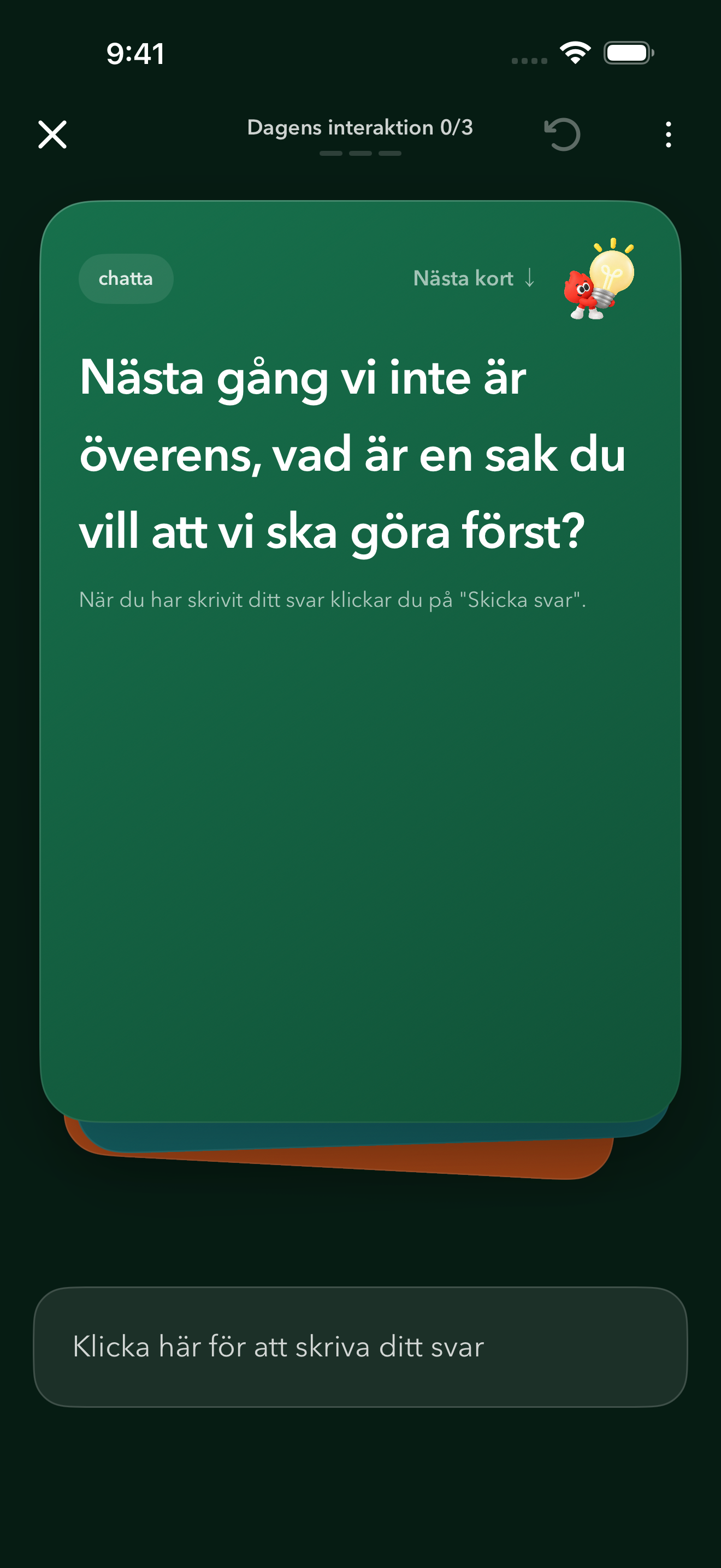 Tre kort. Något att dela.