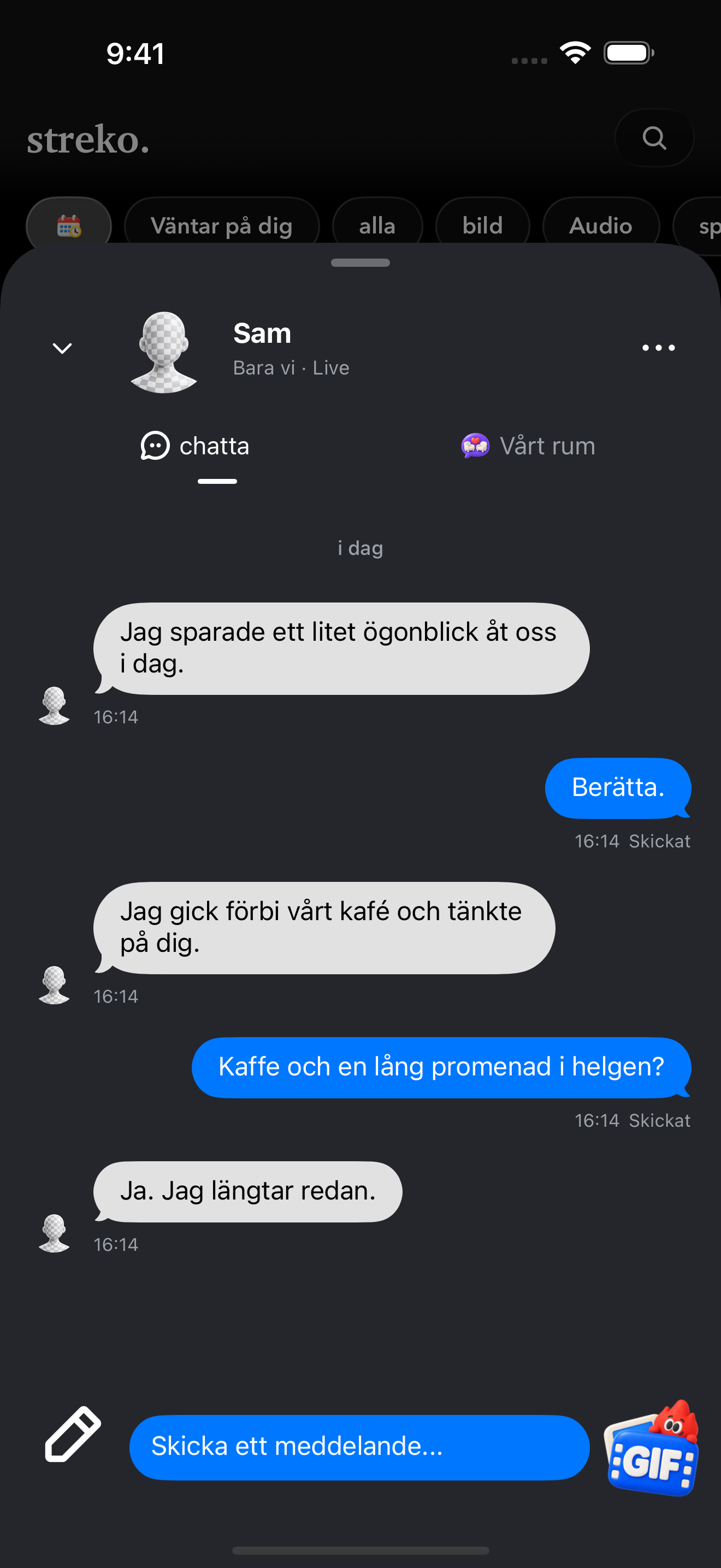 Ett samtal för er två.